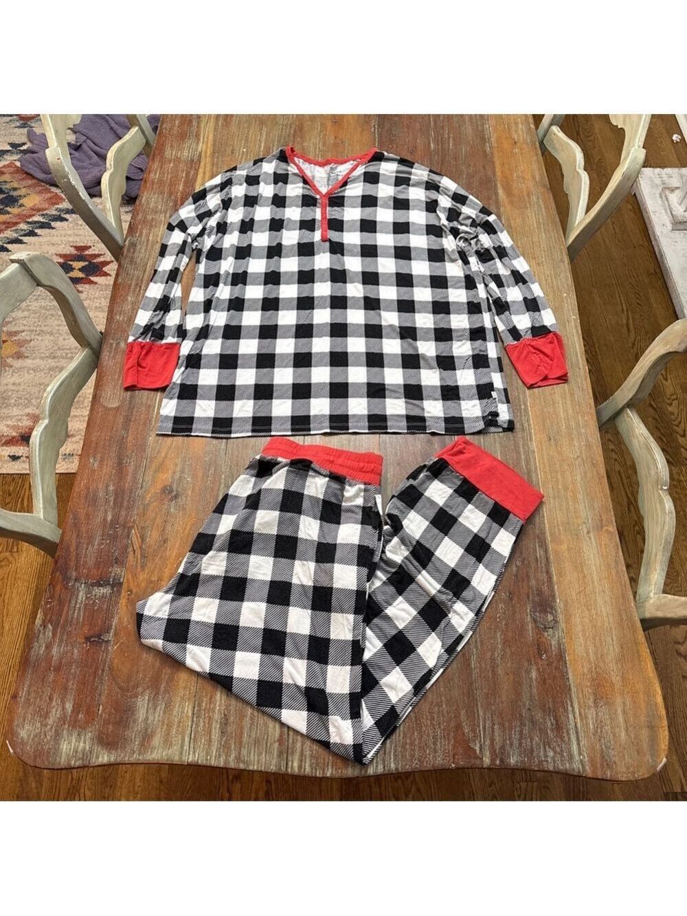 Little Sleepies Buffalo Plaid Bamboo Pajama Set XXL Adult